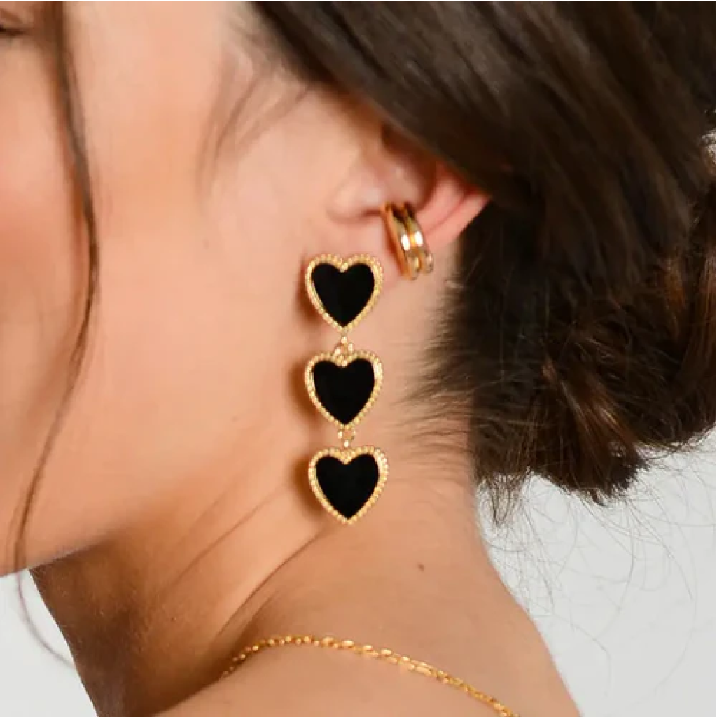 Maeva Earrings - Black & Gold