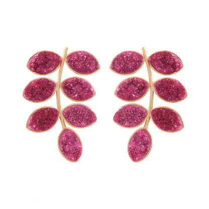 Leaf Bougainvillea and Gold Earrings