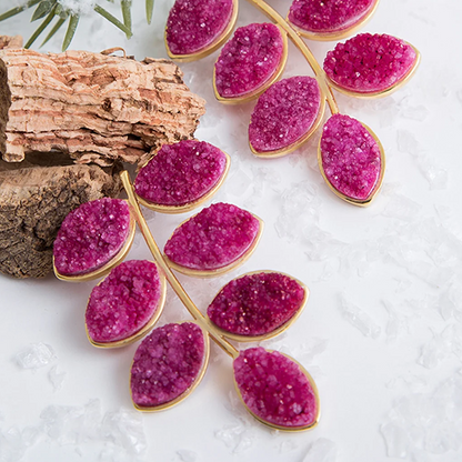 Leaf Bougainvillea and Gold Earrings