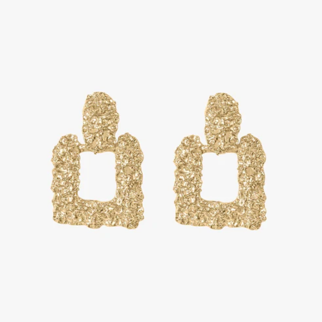 Textured Earrings Square - Gold