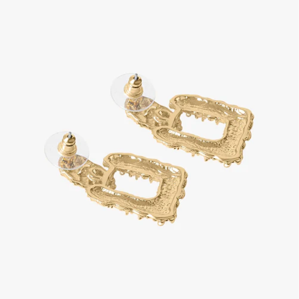 Textured Earrings Square - Gold