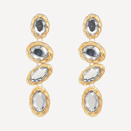 White and Gold Earrings